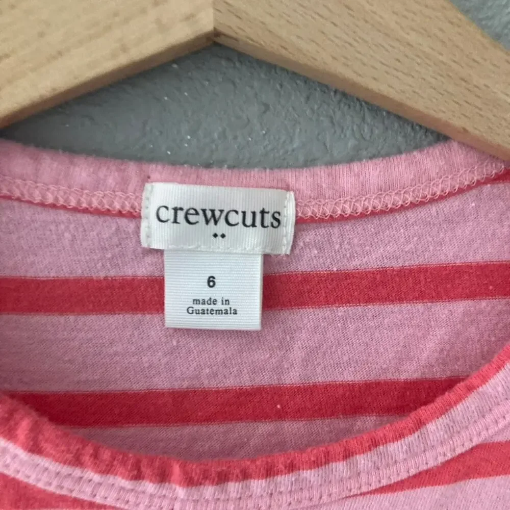 Crewcuts Long Sleeve Striped T-Shirt Dress - Pockets - Pink - 6